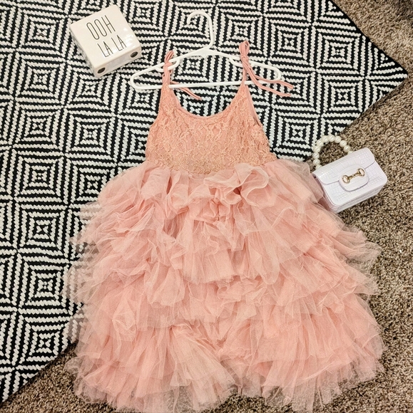 Other - Kids Pink Ruffle Lace Dress